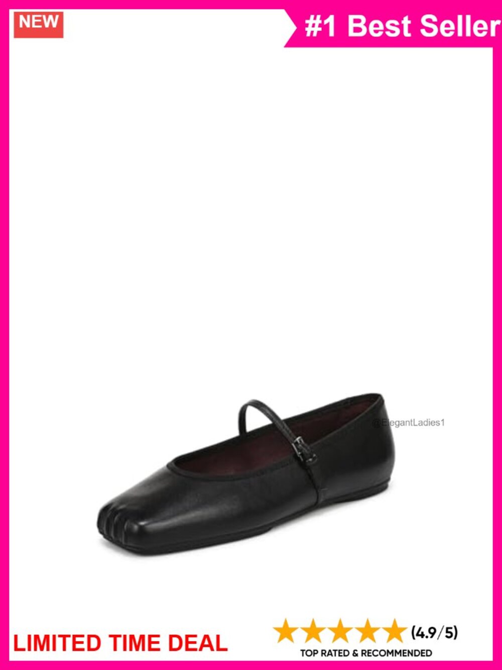 Mary Jane Flats Square Toe Buckle Strap Comfort Dress Shoes